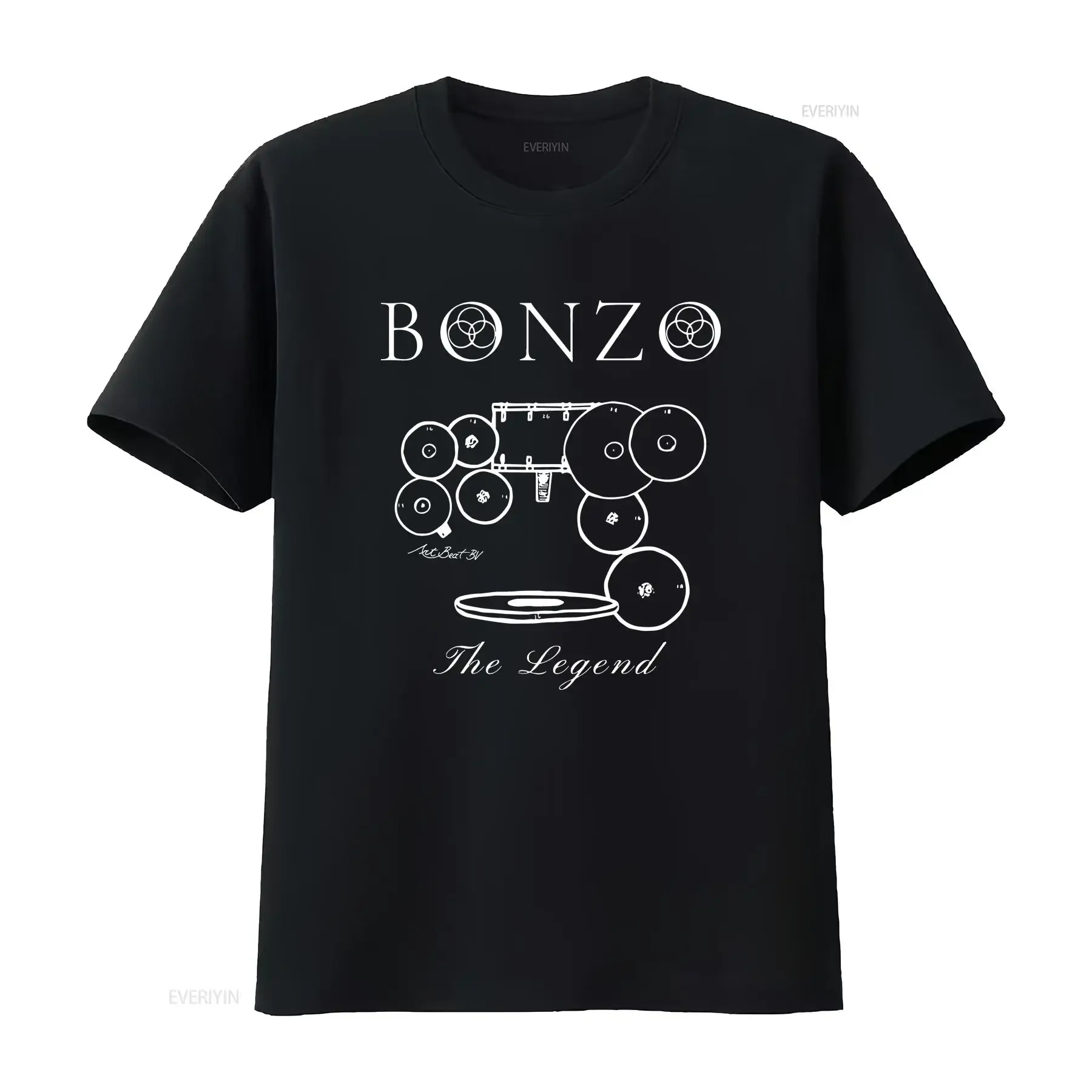BONZO CAMISETA John Bonham T Led Zep baterista vintage Lavado Leggermente homme Versátil Unisex Elegante Suave Casual