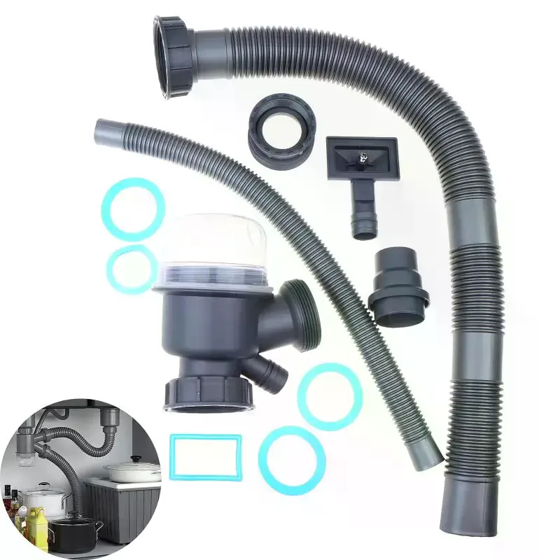 

Комплект сливных труб для кухонной мойки с двойной чашей, сливной механизм, аксессуары для кухни, защита от насекомых и запахов, сливное устройство, кухонный аксессуар