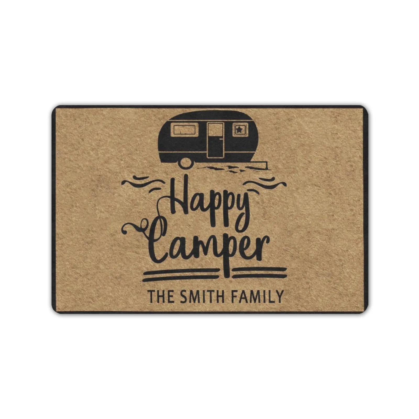 

Happy Camper Personalized Doormat Monogram Text Door Mat Rubber Entrance Rug Floor Home Decor Floor Mat