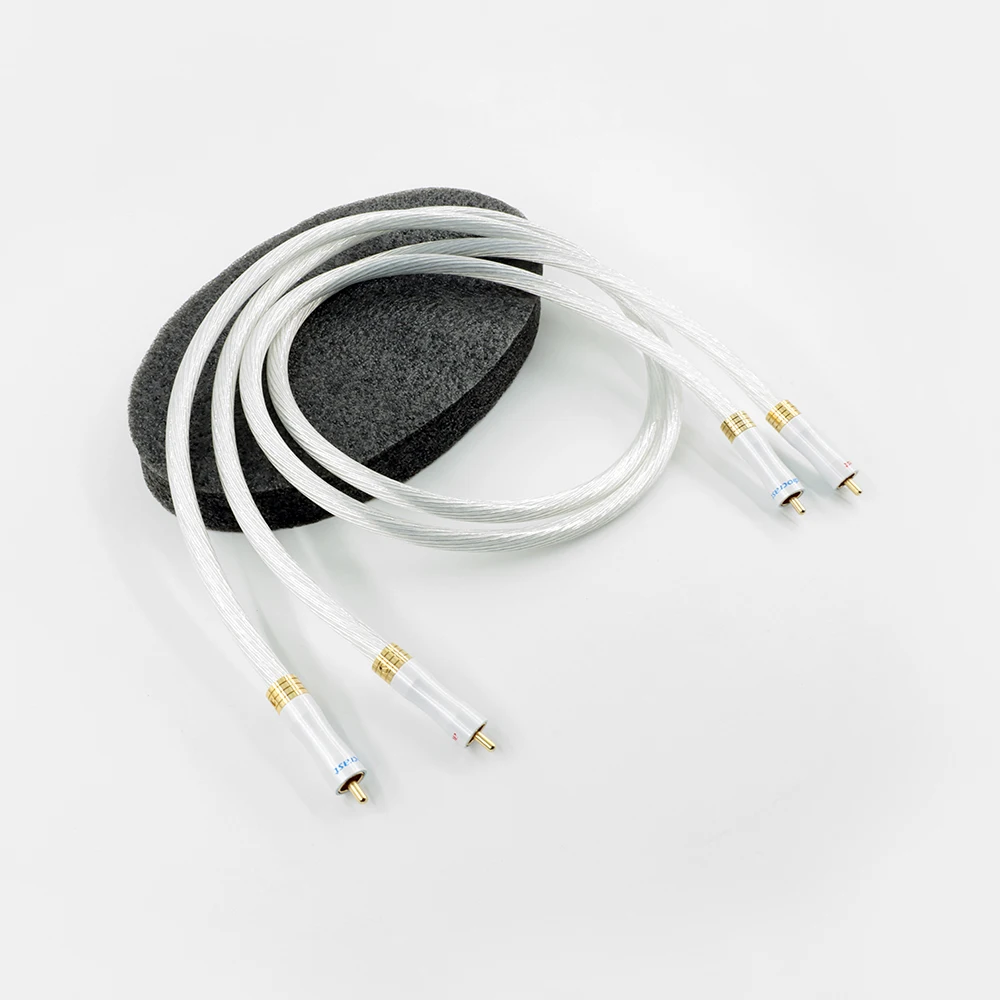 Wysokiej jakości 1 para 5N posrebrzany kabel analogowy OCC kabel RCA kabel audio RCA posrebrzany