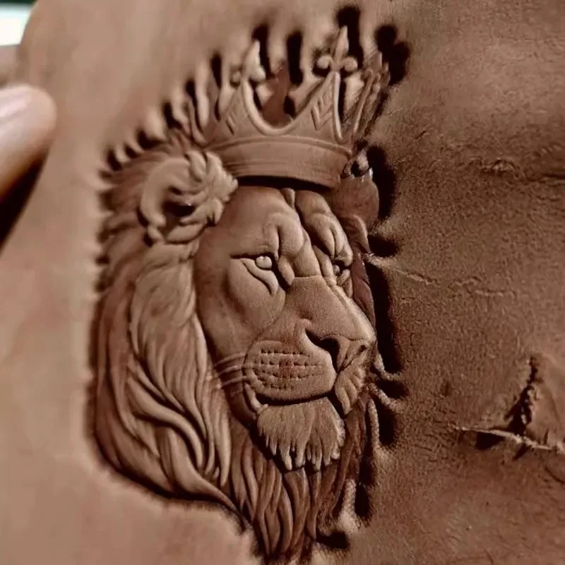 

3D Crown Lion Leather Stamping Mold 5x7cm - Aluminum Alloy Embossing Tool For Leather Craft DIY