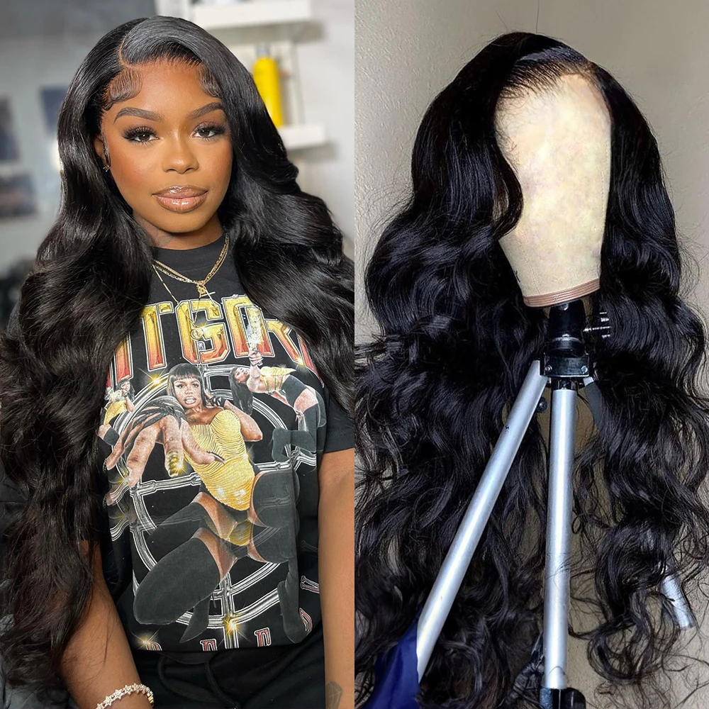 Body Wave Glueless Wig Human Hair Ready To Wear Lace Frontal Wigs Pre Cut Bleached Knots Natural Hairline For Women Preplucked