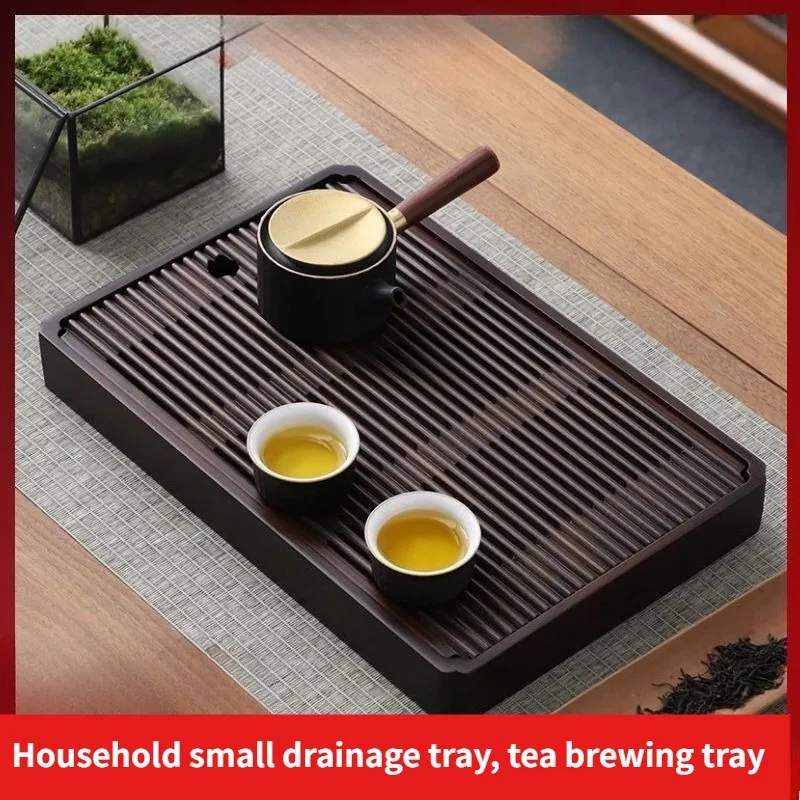 

Natural bamboo and wood tea tray, rectangular tea set, drainage water storage cabinet, Chinese tea cup mat, home accessories