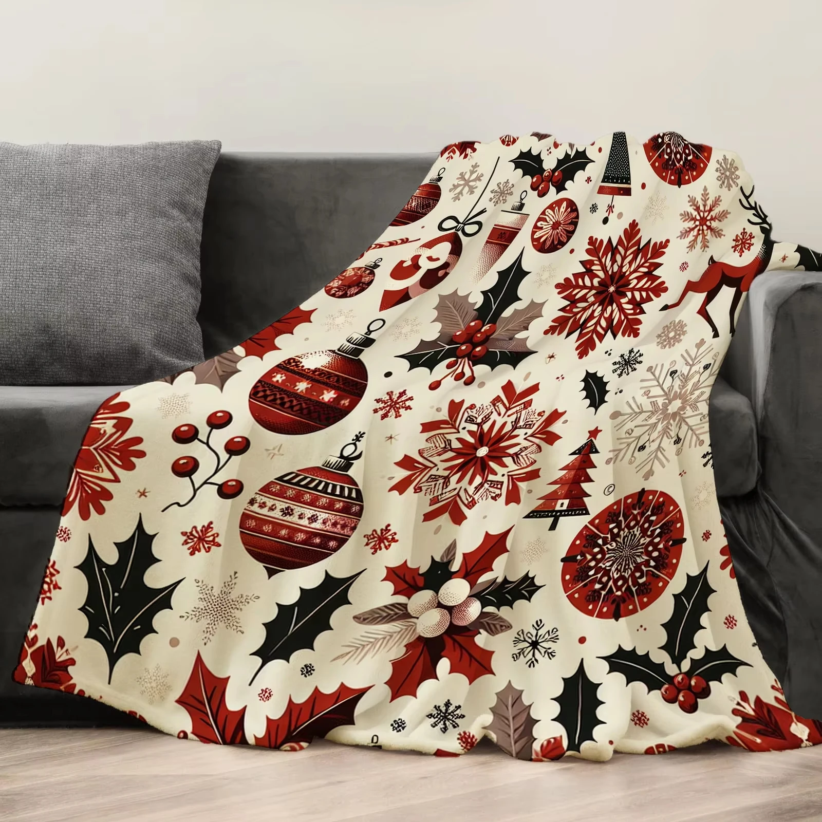 Luxuriös weiche Weihnachtsüberwurfdecke – kreativer Flanelldruck, das durchdachte Weihnachtsgeschenk für Zuhause