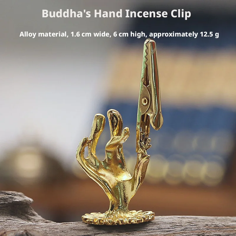 Multi-use Zen Lotus Incense Holder, Buddha Hand Incense Clip, Mini Metal Incense Tray for Coil Incense, Aromatherapy Decor