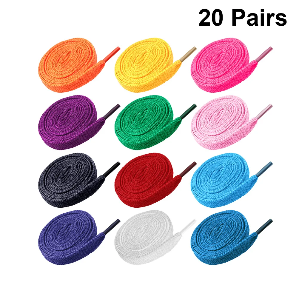 20 قطعة أربطة الحذاء المسطحة الملونة البوليستر النايلون أربطة أحذية سلاسل للرياضة أحذية رياضية أحذية الزلاجات رباط الحذاء المسطح #3