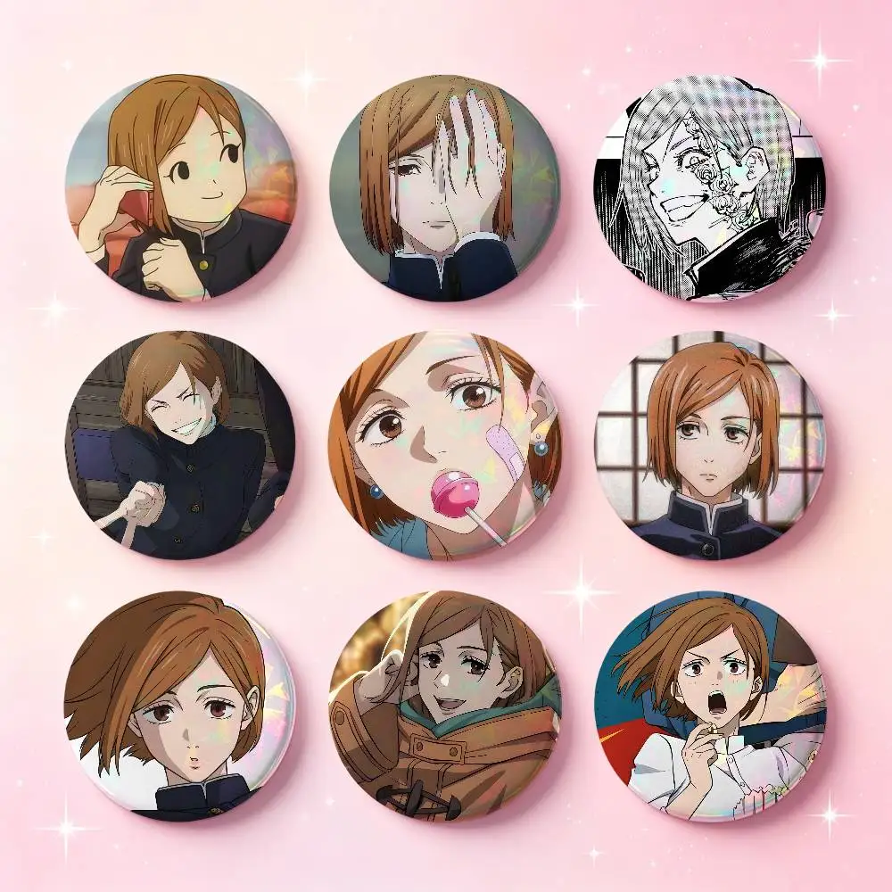 Nobara Kugisaki Anime Figure Badges Button Round Creative Pin Brooch Badge Bag Decor Accessories Fans Collect Friends Gifts