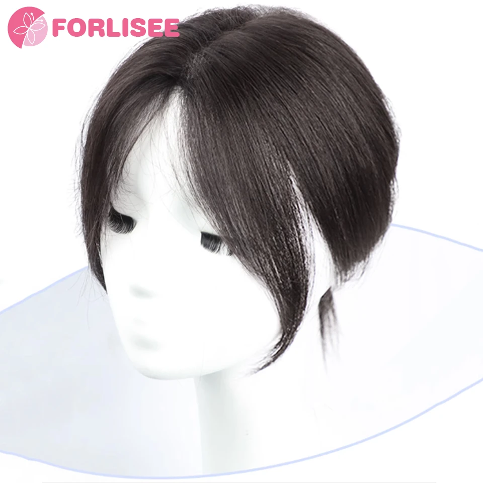 FORLISEE-Frange Synthétique Naturelle pour Femme, Frange Latérale, Partie Moyenne 3D, Extensions à Clips, Postiches Invisibles