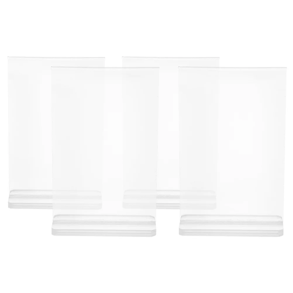 

4Pcs Acrylic Display Stands Clear Sign Holder for Tabletop Small Transparent Photo Frame Menu Holders Acrylic Display Stands