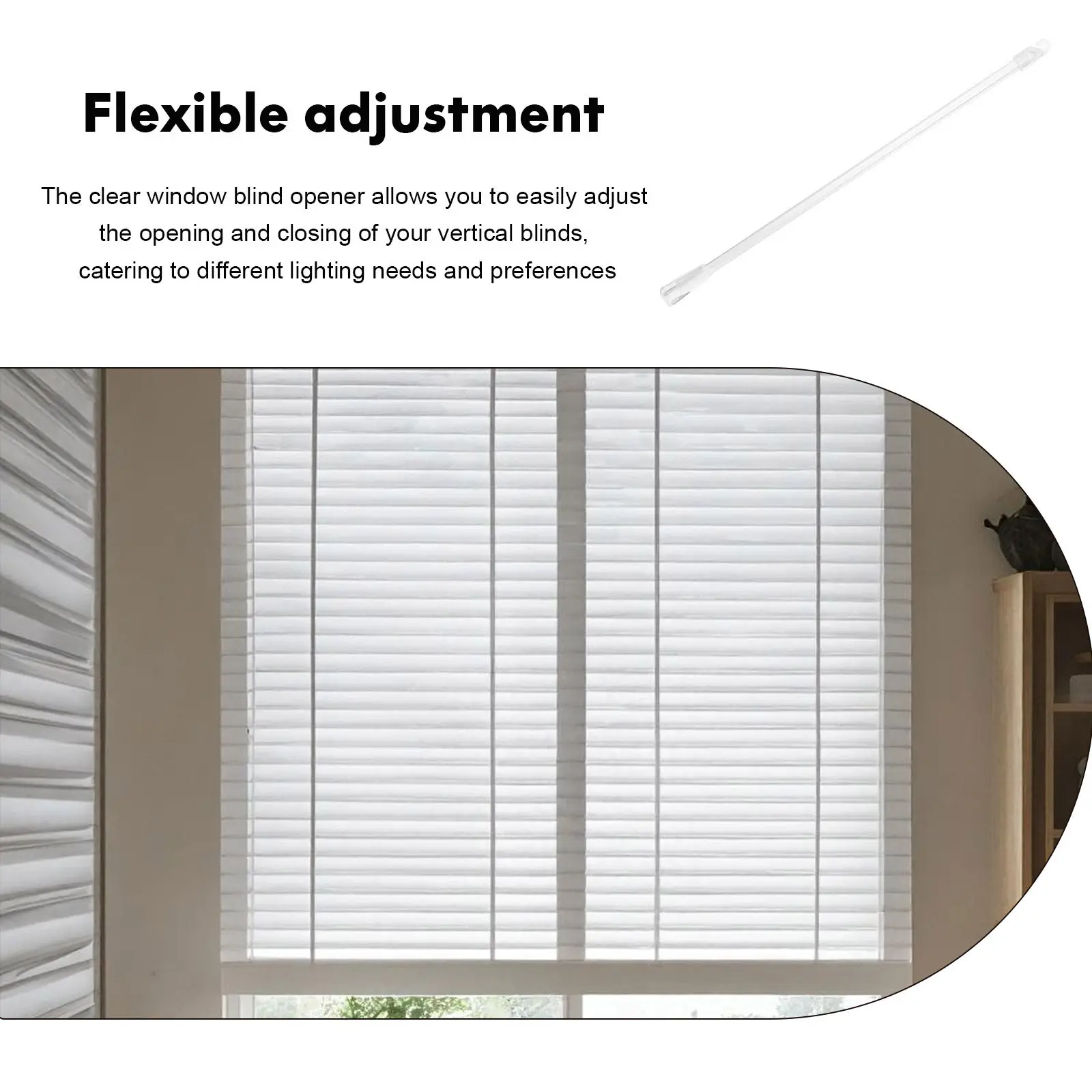 30Cm Clear Acrylic Vertical Blind Tilt Stick Opener Wand with Hooks Replacement Parts for Vertical Blinds Easy Adjust Light