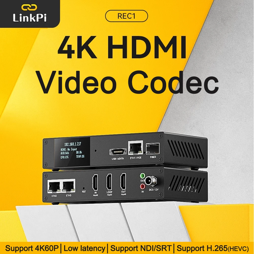 Link Pi REC1 HDMI Recorder Encoder 4KP60 Decoder SRT NDI GB28181 ARM Cortex A7 4 Core 1.2GHz 32KB l-Cache,32KB D-Cache 2GB DDR4