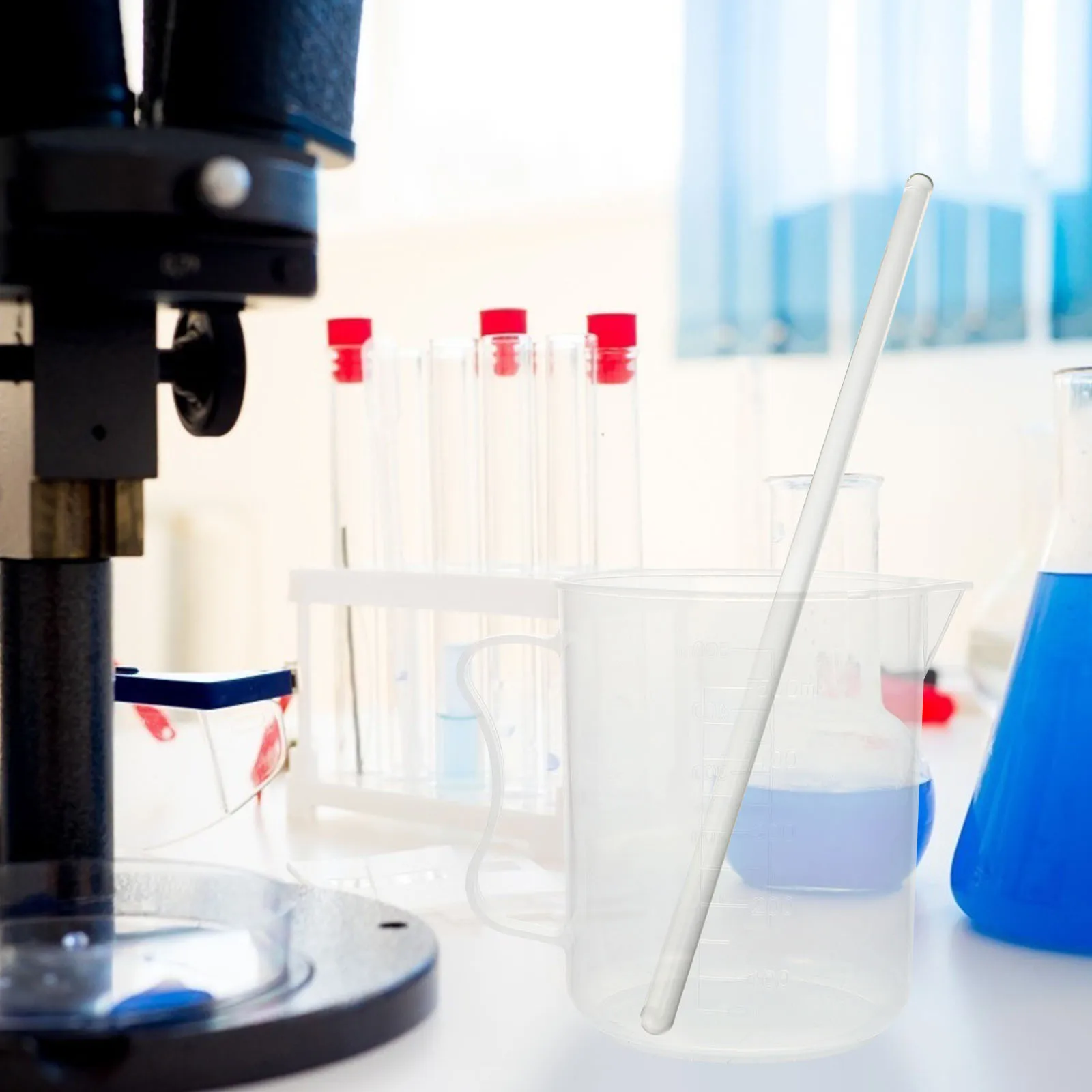 

3Pcs Glass Stirring Rod 56mm Diameter Solid Lab Stirrer for Dissolution Promotion Mutual Drainage Evaporating Dish