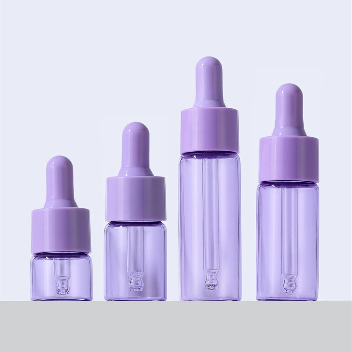 3pcs 5ml 10ml 15ml 20ml Purple Dropper Bottles Refillable Purple Lid Essential Cosmetic Glass Aromatherapy Liquid Bottle