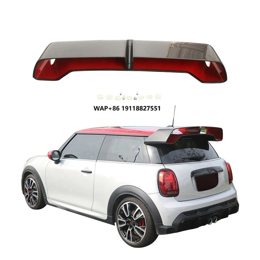 

JCW F56 Cooper S 2014-2023 High Quality Carbon Red Rear Spoiler GP3 Style Tail Wing Upgrade Double Deck Carbon Fiber Roof
