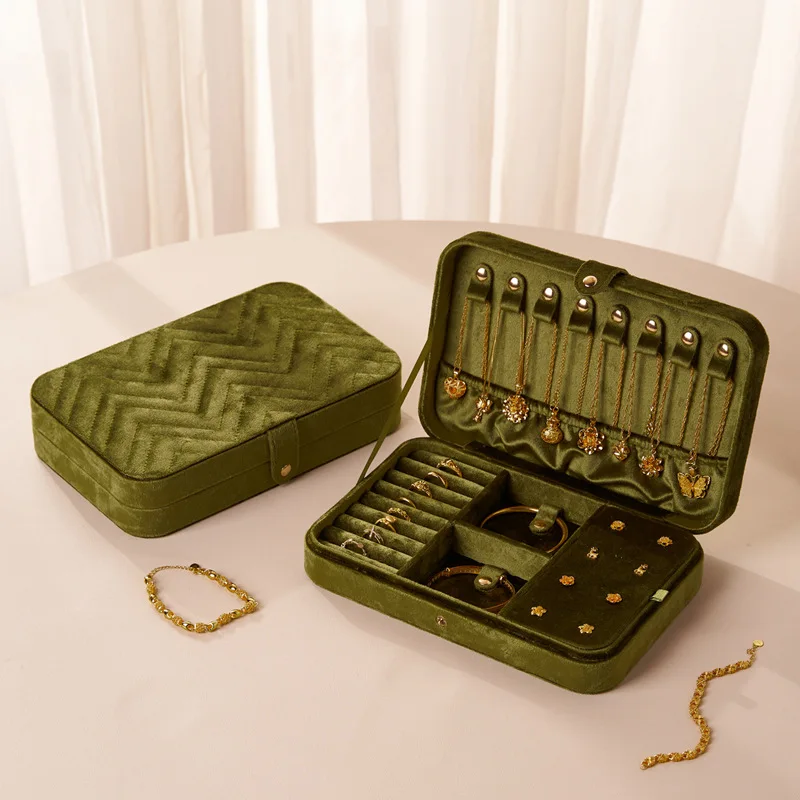 Velvet Jewelry Storage Box Multi-Functional Organizer for Necklace Earring Ring Bracelet Home Dresser Gift Box