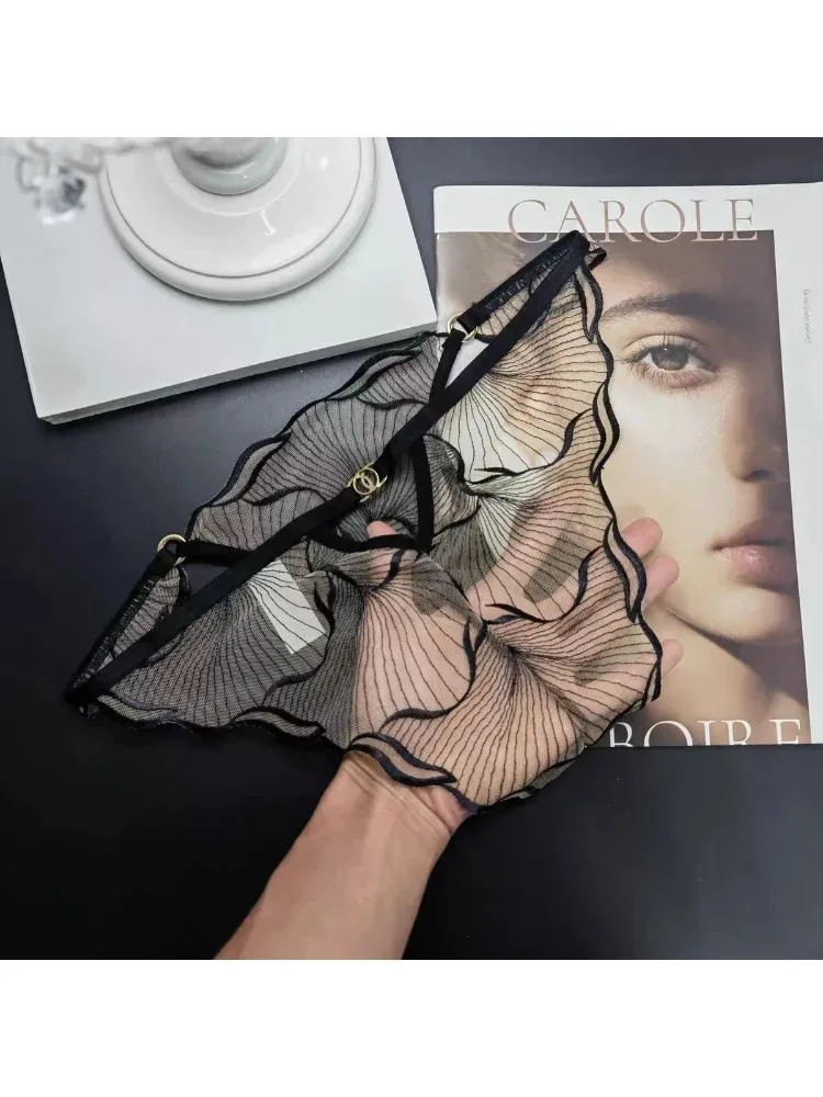 French Lace Sexy Women's Panties Ultra Thin Sheer Low Waisted Triangle Briefs for Luxury Date Seductive Pure Alluring Underwear