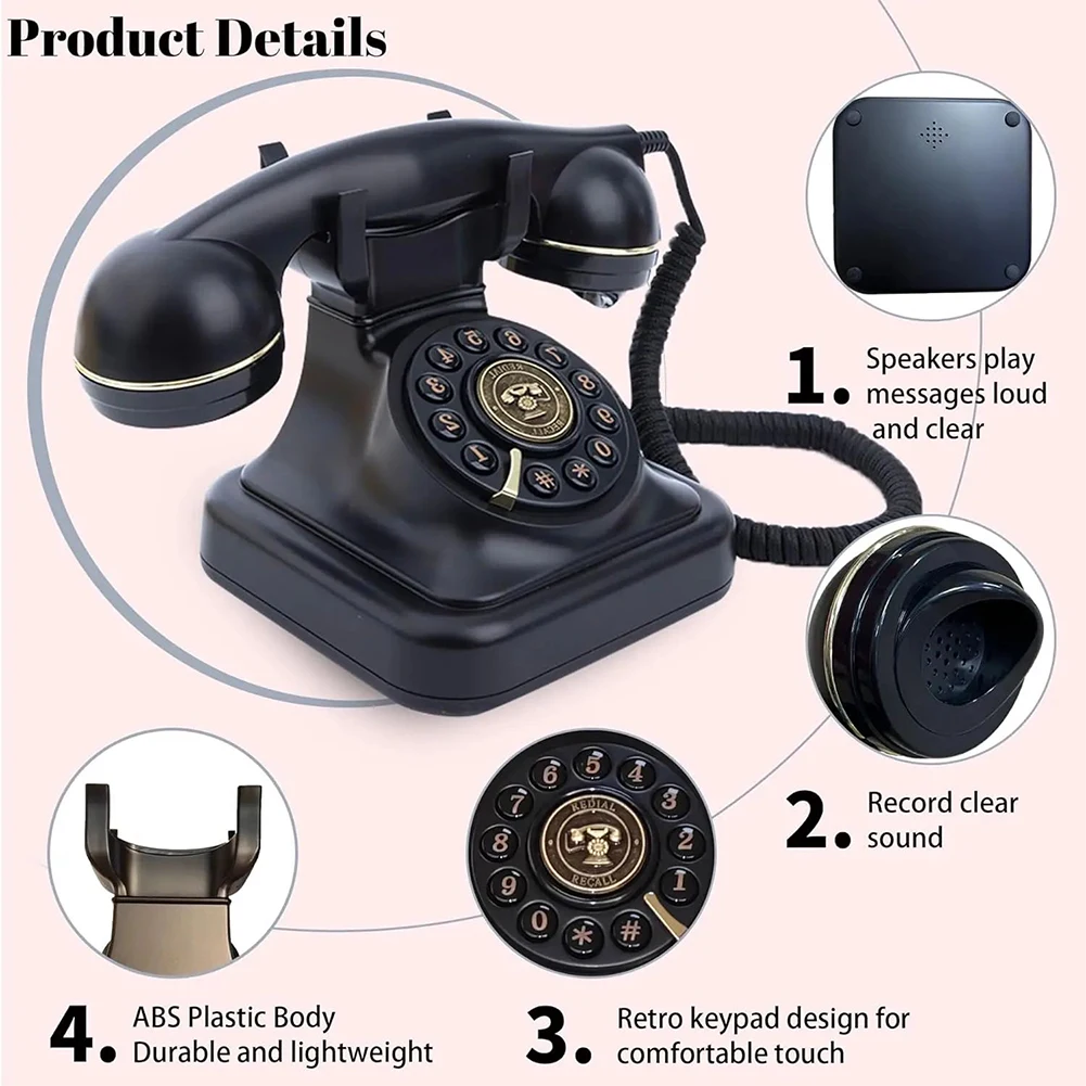 Imagem -05 - Telefone Fixo Retro para Festa de Casamento Antique Audio Phone Vintage com Fio Desk Dial Phone