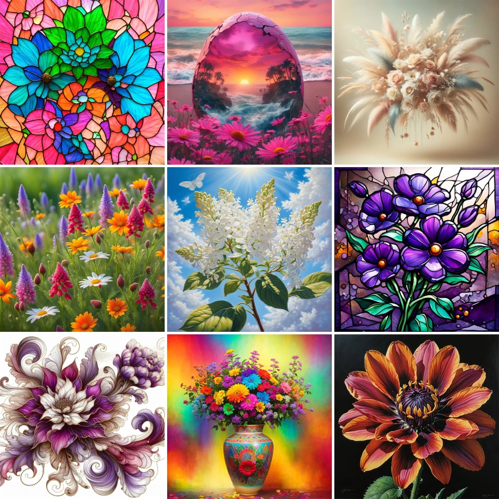 

Flowers Chrysanthemum Pre-Printed Cross Stitch DIY Embroidery Kit Handmade Handiwork Sewing Handicraft Package Floss Different