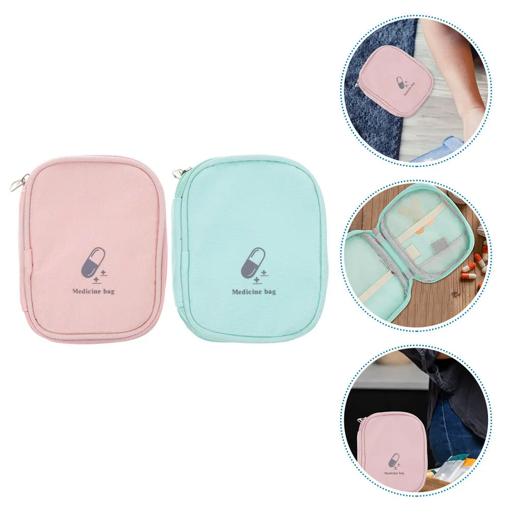 2 قطعة حقيبة الطب المحمولة كبيرة السفر الإسعافات الأولية الحقيبة في الهواء الطلق المشي لمسافات طويلة المنزلية التخزين المنظم سستة #3