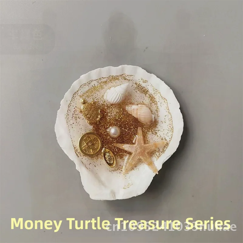 

Galaxy Starry Sky Turtle Gold Ingot Pearl Scallop Fridge Magnet - Ocean Themed Creative Seaside Shell Resin Artwork Dalian