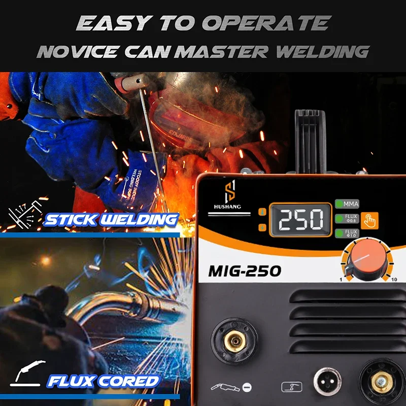 MINI Digital Gasless Mag Welder MMA Welding Machine Flux Core Wire Soldadora Poste A Souder Mig Mesin Las Mig-250 Without Gas