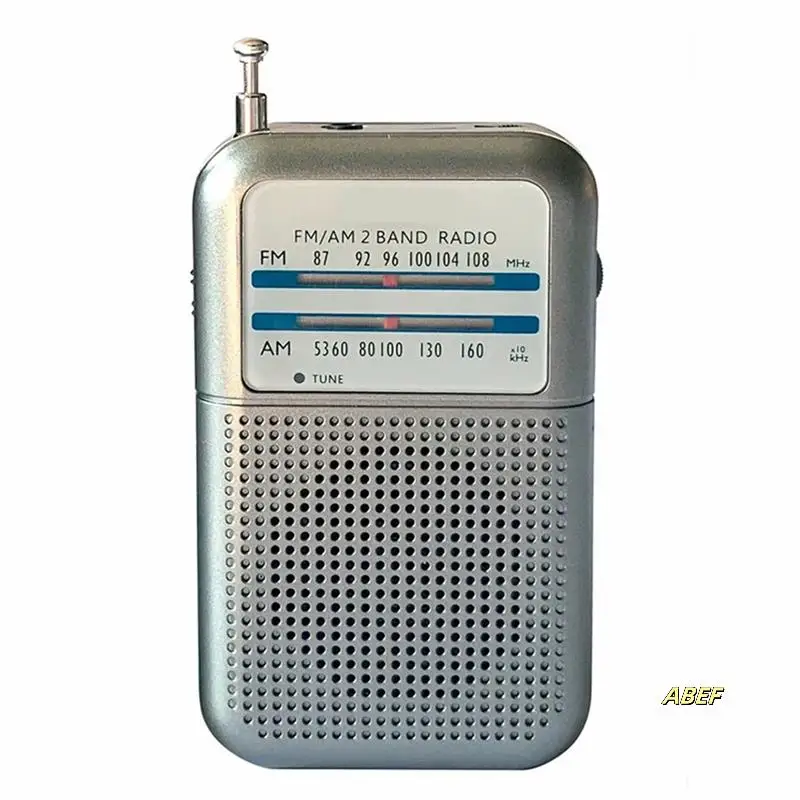راديو DE333 AM/FM حجم الجيب مع مقبض صغير نطاقين راديو FM مسجل راديو عالي الحساسية