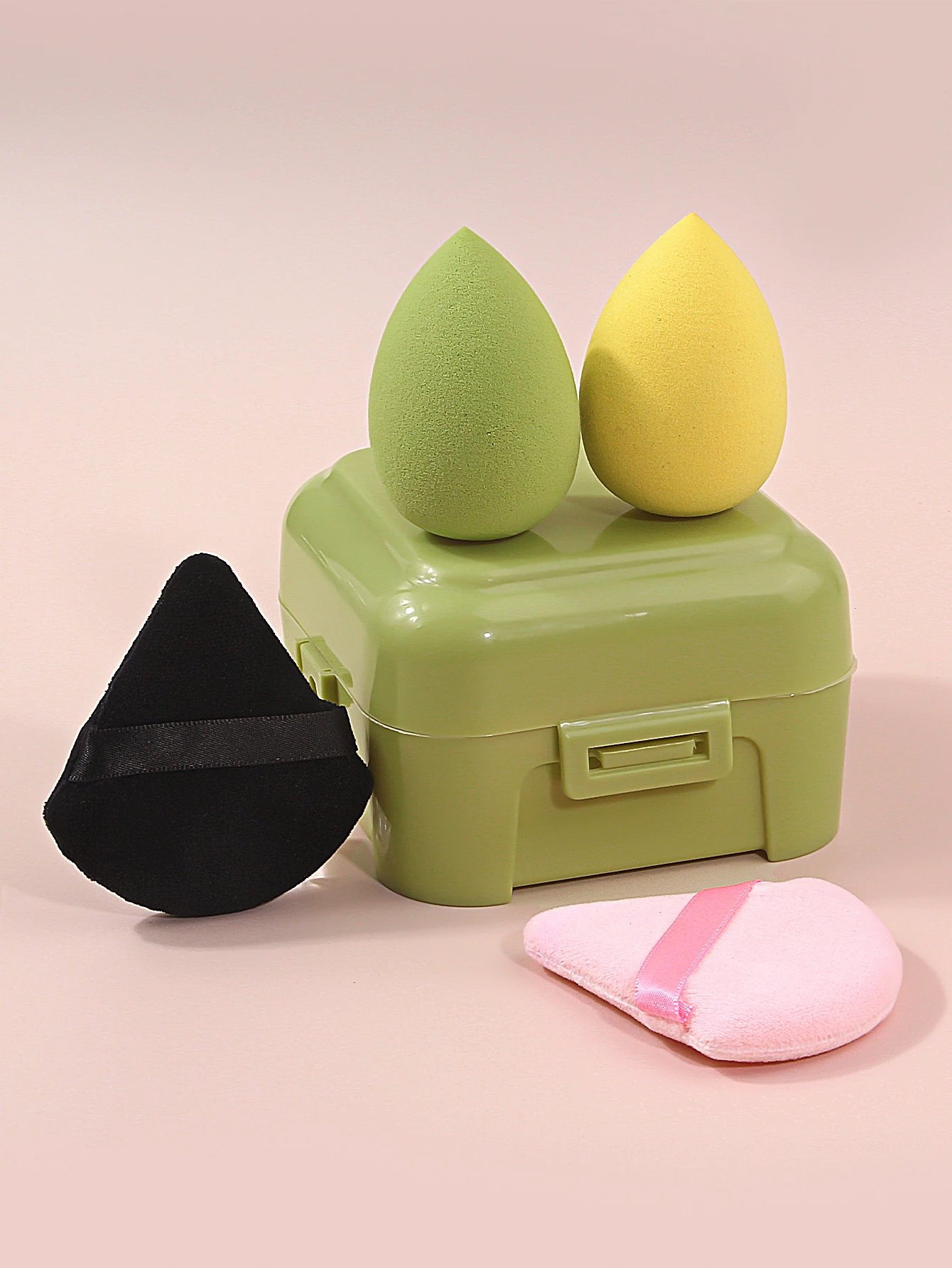 4 قطع من خلاط التجميل فائق النعومة متعدد الألوان ومجموعة منتفخة مسحوق مثلثة مع صندوق تخزين - أدوات إسفنجية تجميل رطبة/جافة ذات الاستخدام المزدوج #2
