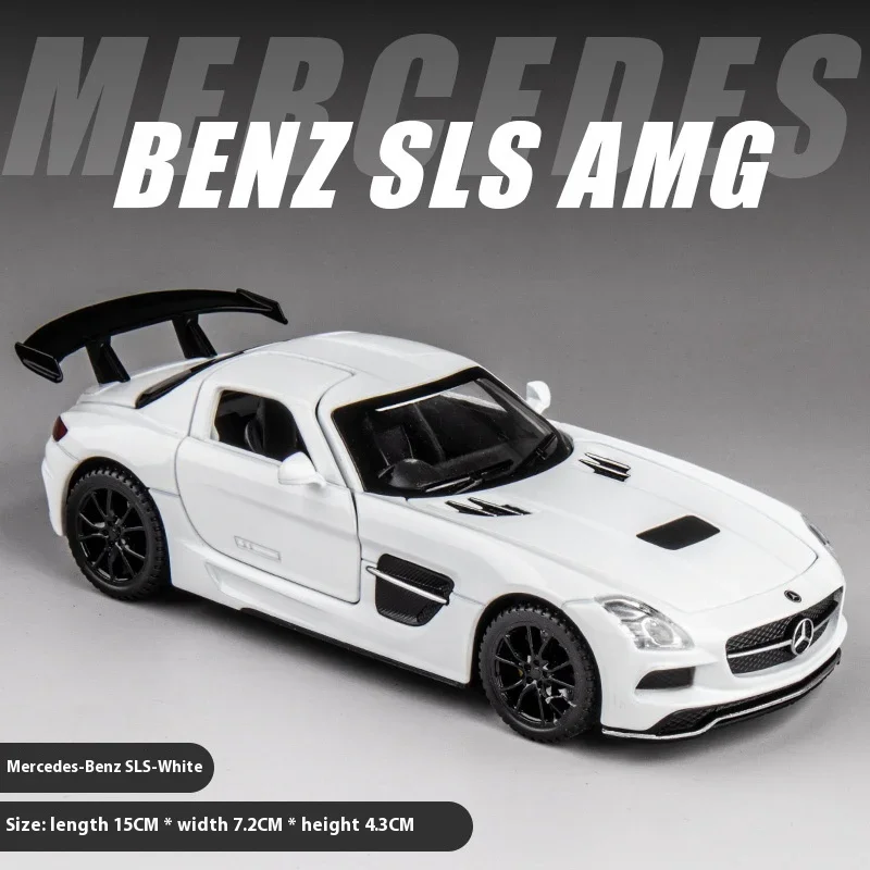 Mercedes Benz SLS AMG-coche deportivo de aleación fundido a presión, modelo de coche, sonido y luz, juguete para niños, regalo para niños, Hobby de