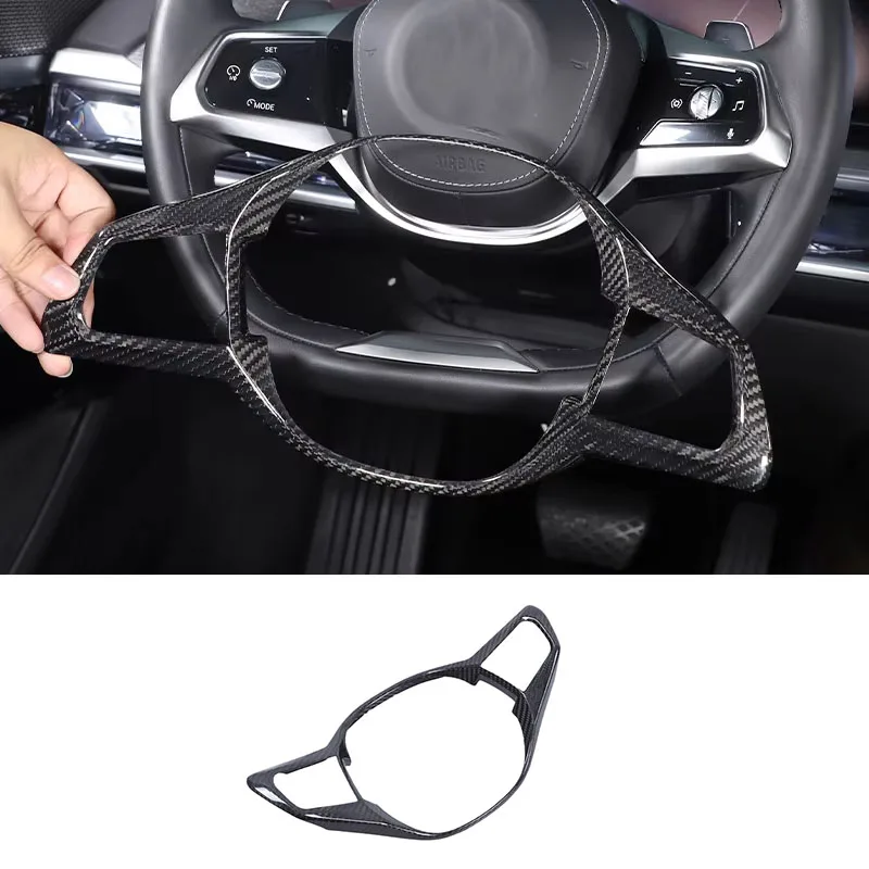 

For BMW 7 Series G70 2023-2025+ Real carbon fiber Car styling car steering wheel decorative frame sticker interior accessories