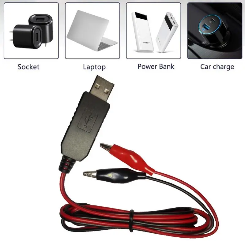 USB 5V to 6V/9V/12V Clip Cable Adjustable Converter For Clocks Remote Multimeter Accessories