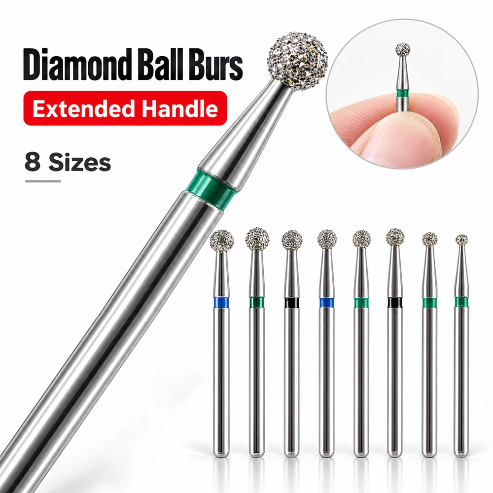 10 Stück Labor-Diamantbohrer FG mit 1,6 mm Schaft, 25 mm langer Reichweite, 801 Rundserie für tiefes Laborbearbeiten – Detail 1