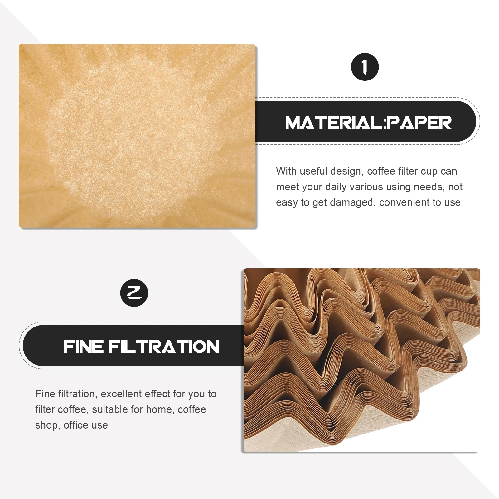 

50 pcs Coffee Filter Paper Large White Ripple Filters for H Brew Drip Coffee Maker Cake Bowl Shaped Home Office Use