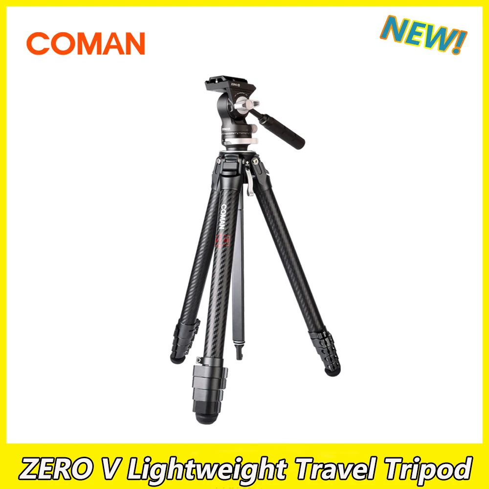 Coman Zero V Video Photography Carbon Fiber Tripod Quick ReleaseLightweight Travel Vlog Stands Mobile Phone Universal