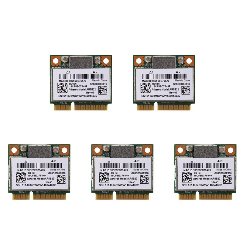 5X AR5B22 2.4/5Ghz Dual Band Wifi Card 802.11Ac Bluetooth 4.0 Wireless WLAN Card For Lenovo Y400 Y500 Y410P S215 U330