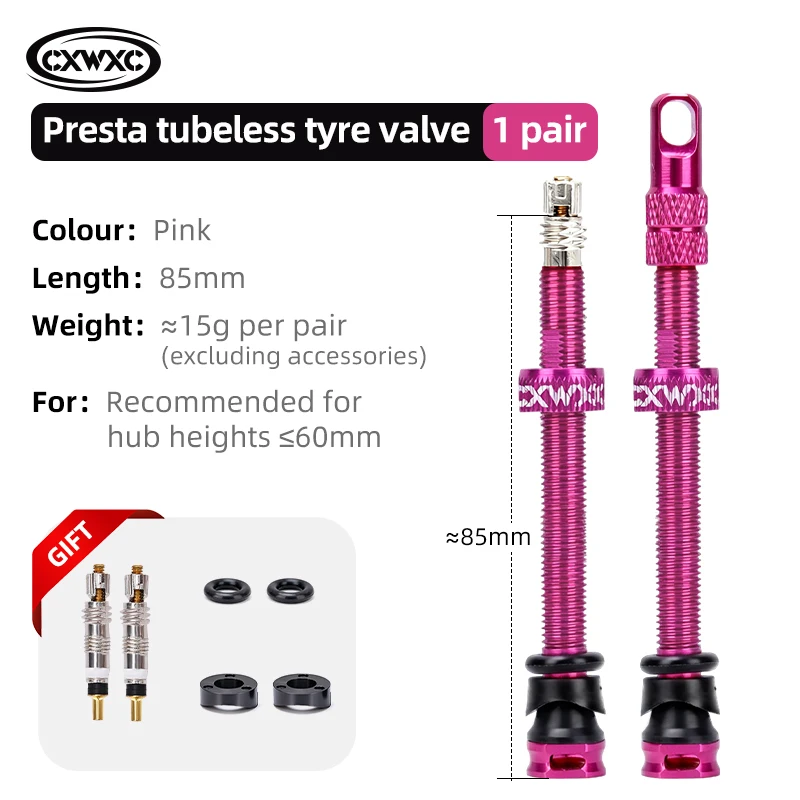 CXWXC 1 Paar Fiets Presta Ventiel 45/65/85mm Aluminium Ventiel Voor Tubeless Road/MTB/grindfiets Velg Ventiel Accessoires