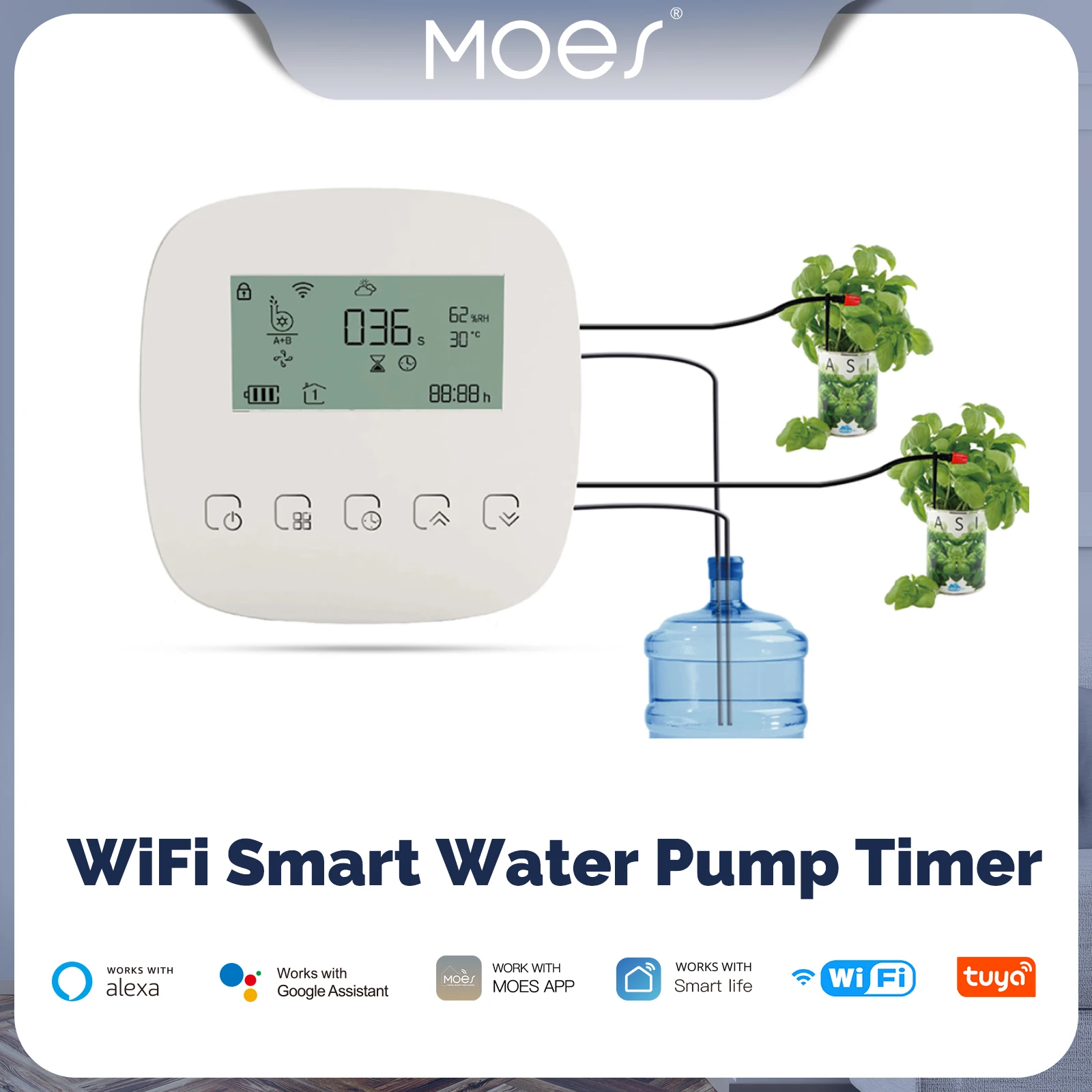 Tuya Rega Inteligente, Sistema Automático de Irrigação Micro-gotejamento, Sistema Controlador de Plantas, Alexa Google