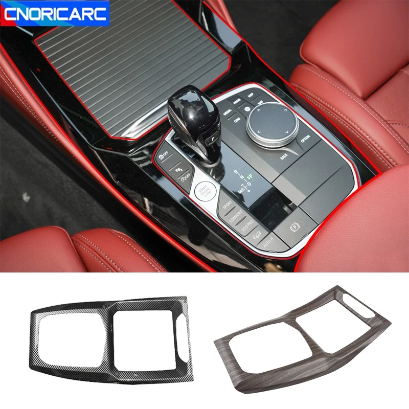

For BMW X3 G01 X4 G02 2022 Car Console Gear Shift Panel Frame Decoration Trim Interior Accessories Carbon Fiber Pattern Sticker