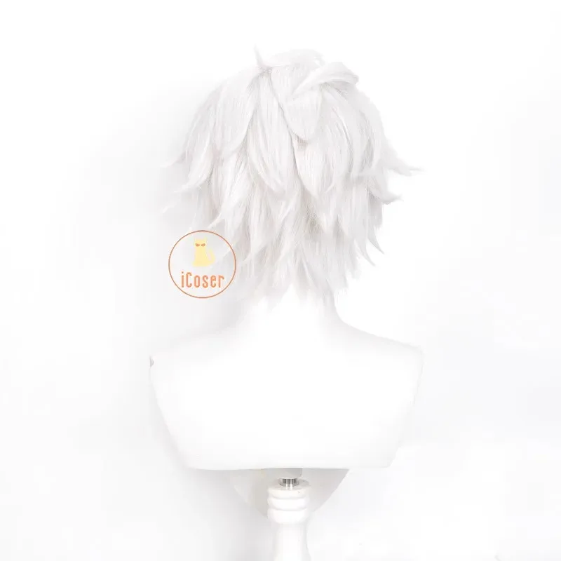 25COSAnime To Be Hero X Ghostblade شعر مستعار تأثيري أبيض قصير الشعر حفلة الهالوين للنساء الرجال كرنفال الدعائم ملحق شعر مستعار مجاني