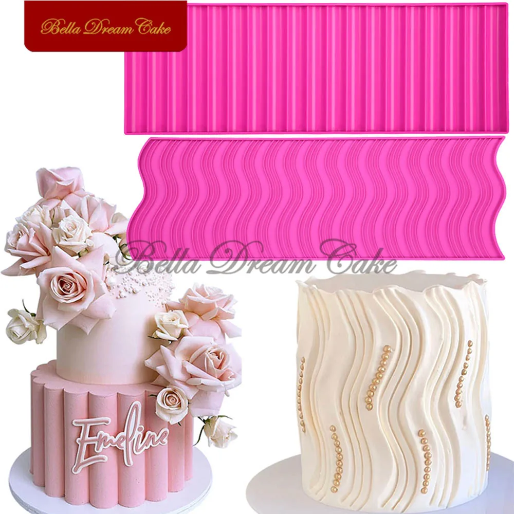 3D Wavy/Cylindrical Design Chocolate Origami Silicone Lace Mat DIY Fondant Border Mould Wedding Cake Decorating Tools Bakeware