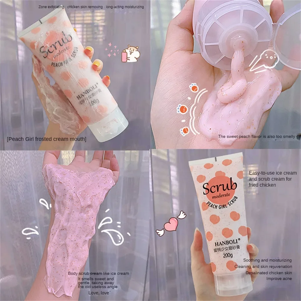 Soft Peach Body Scrub Deep Cleaning Handmade Feminine Intimate Whitening Pink Wash Face Body Skin Cleaning Body Scrub Care