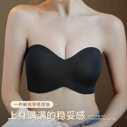 Women's Non-Padded Strapless Bra Invisible Bra Minimizer Support Unlined Strapless Bra Big Size Anti-slip B-CD E F G 32-40 42 48