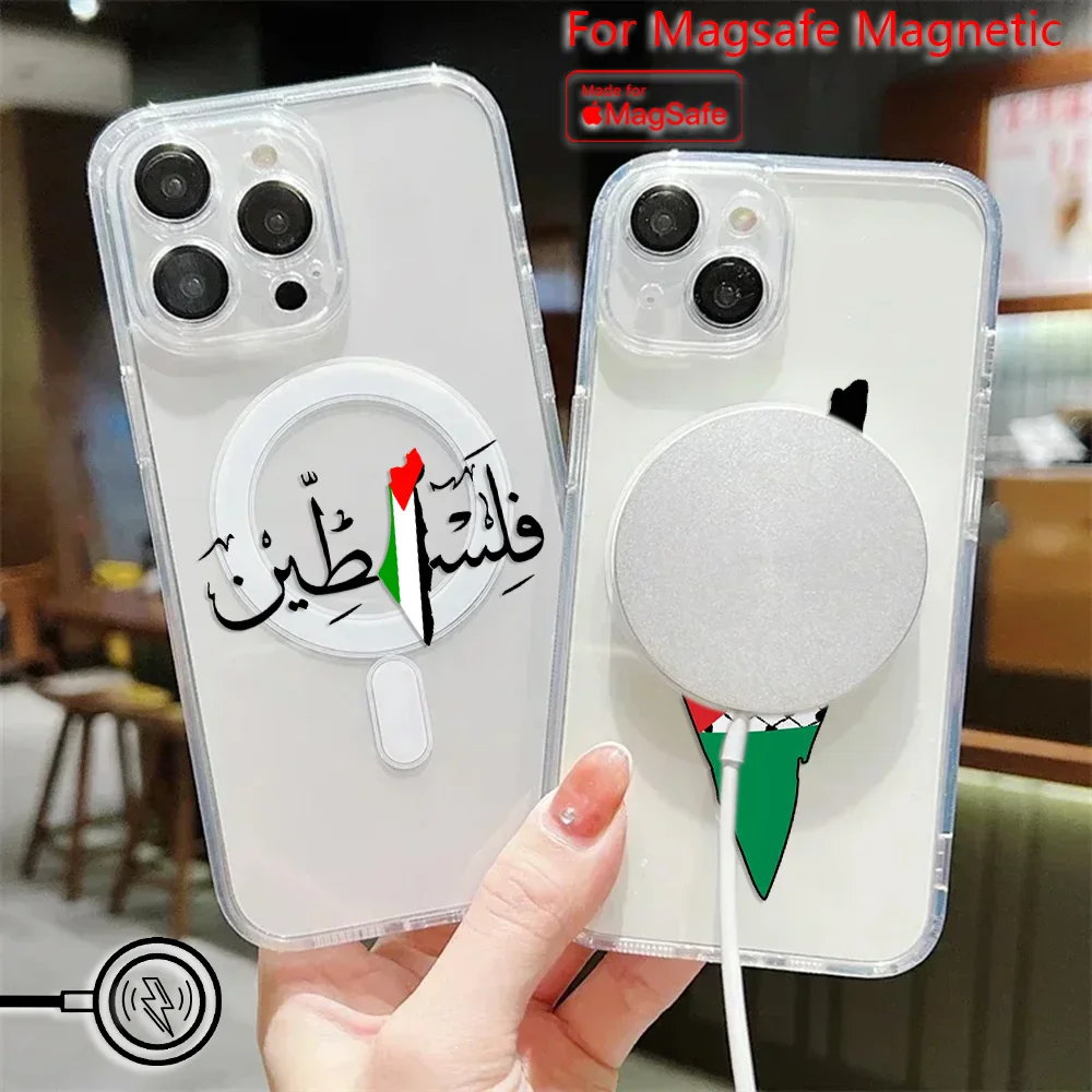 Palestine Flag Map Passport  Magsafe Magnetic Phone Case for Samsung Galaxy S25 S24 S23 S22 S21 S20 FE Plus Ultra 5G Soft Cover