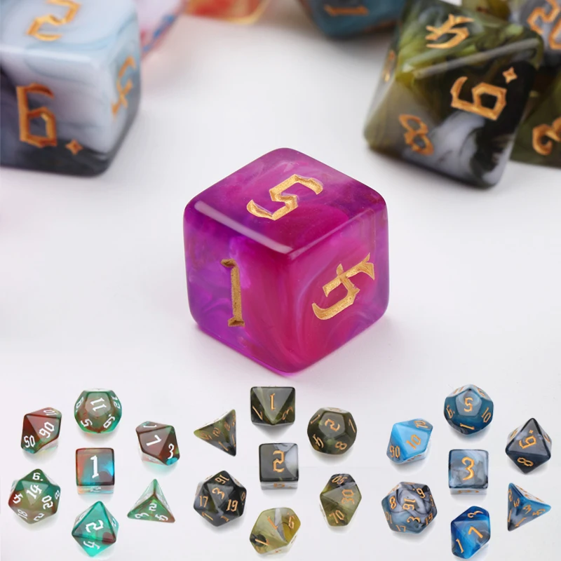 7Pcs/Set DnD Dice Multicolour 6 Color Polyhedral RPG Role Playing Dragons Board Game Multiple Entertainment Table D&D Dice