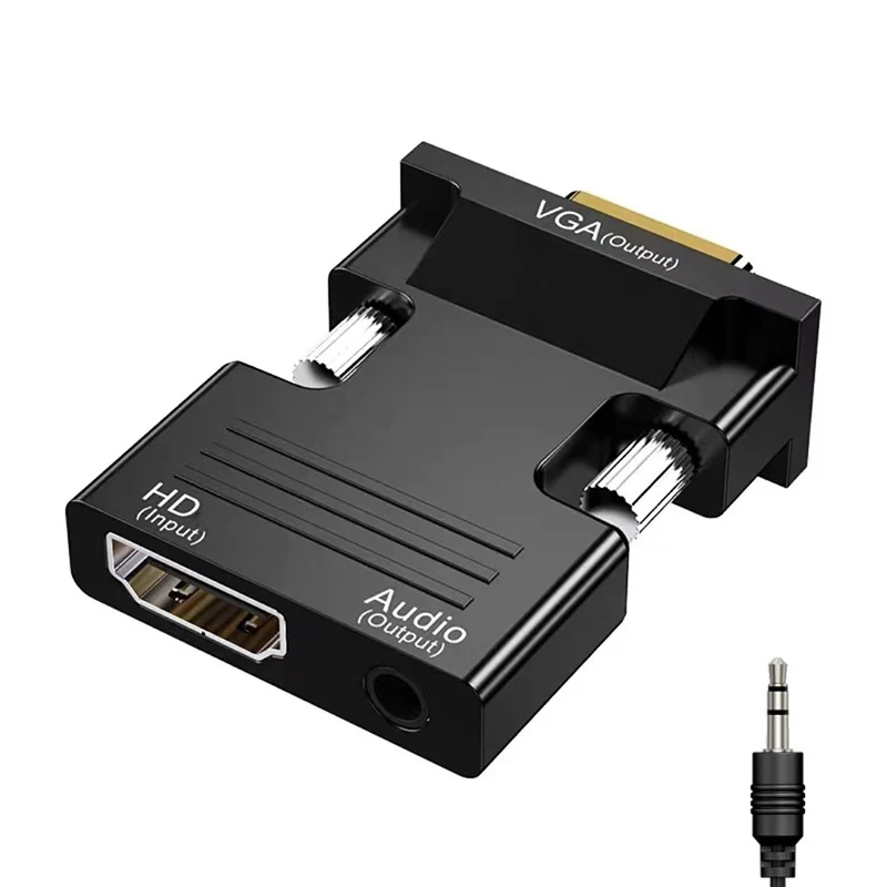 Adattatore convertitore femmina-VGA maschio compatibile HDMI con cavo audio da 3,5 mm per monitor PS4 Proiettore PC portatile 1080P HD a VGA