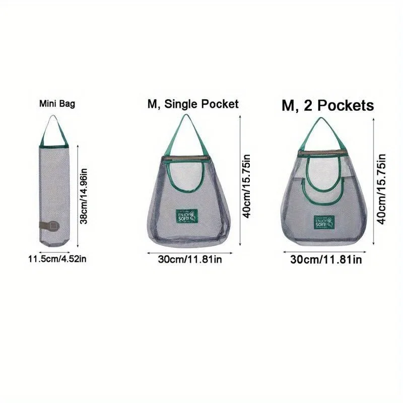 3 قطع من أكياس شبكية لتخزين المطبخ متعددة الوظائف - منظمات مثبتة على الحائط، بوليستر متين، إكسسوارات منزلية أساسية