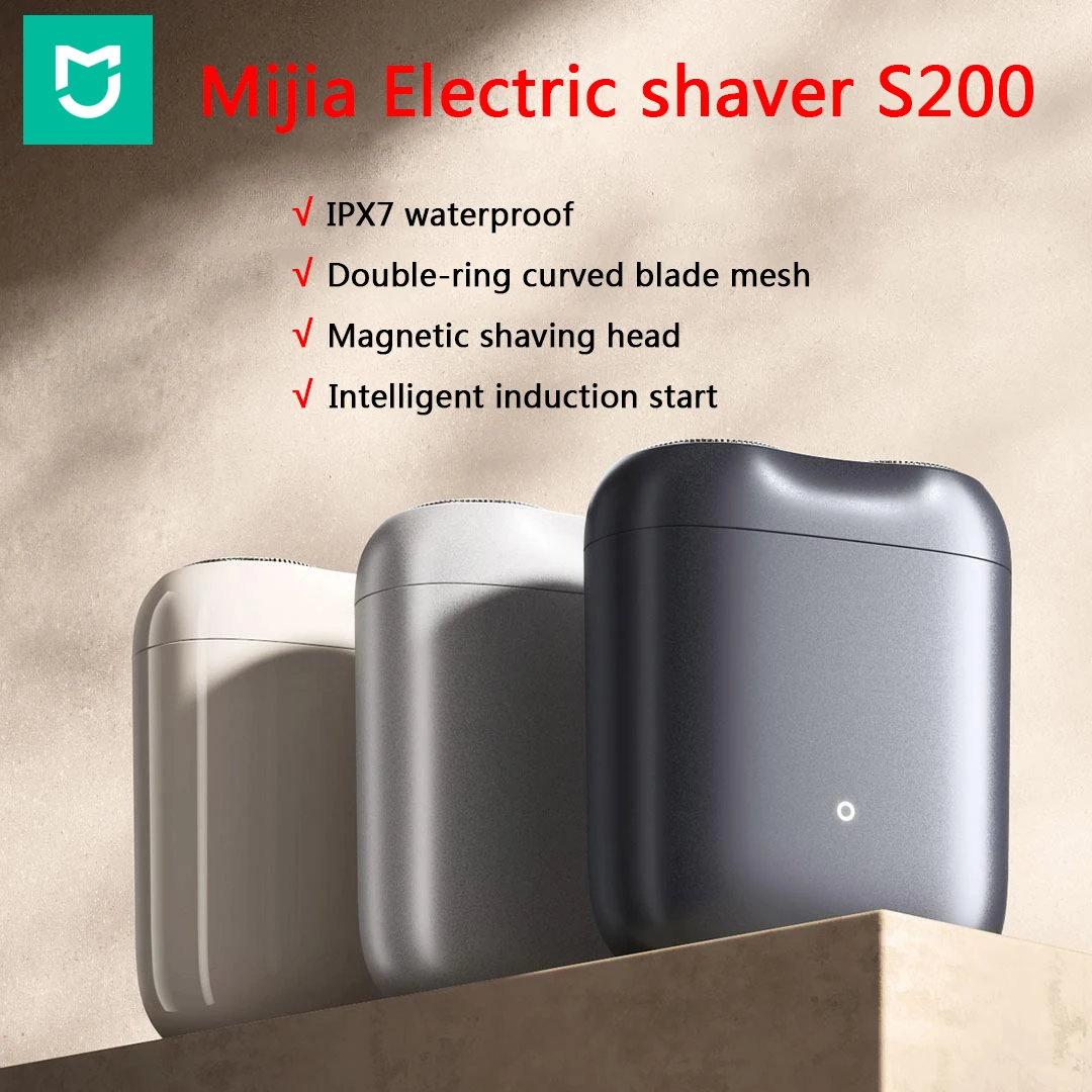 

Mijia Electric Shaver S200 Induction Start Double Loop Curved Blade IPX7 Magnetic Suction Blade Head Type-c Wet and Dry Shaving