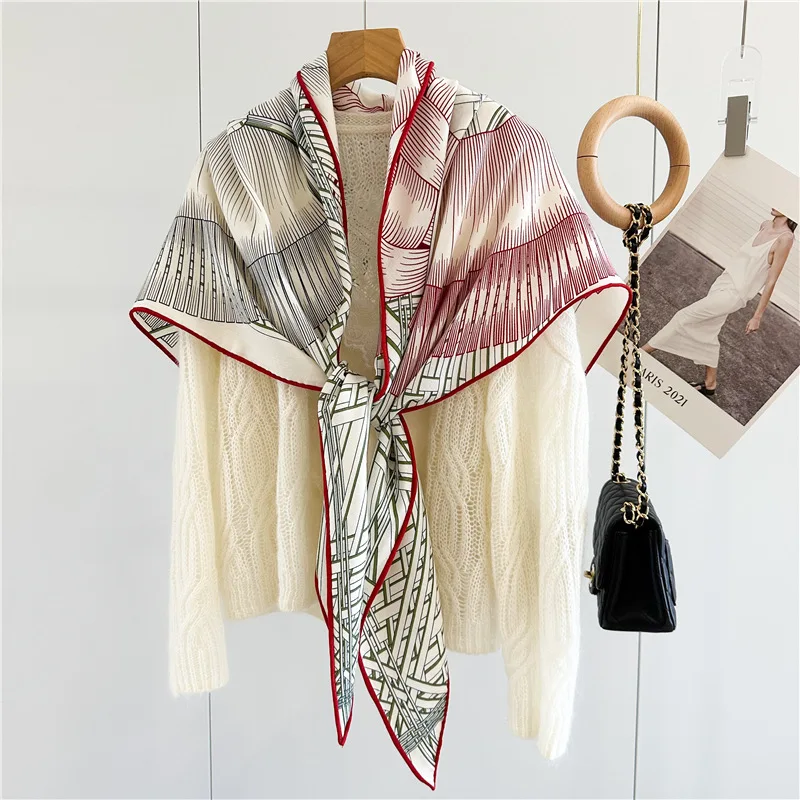 2024 Popular Wool Scarves Wraps Triangle Wool Shawl Cape Womens Fashion Warm Pashmina Scarves Wraps for Autumn Winter