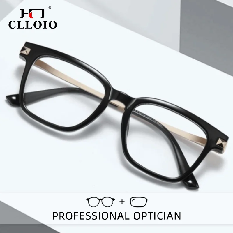 CLLOIO Lunettes de lecture progressives légères et polyvalentes bloquant la lumière bleue pour myopie, monture carrée TR90