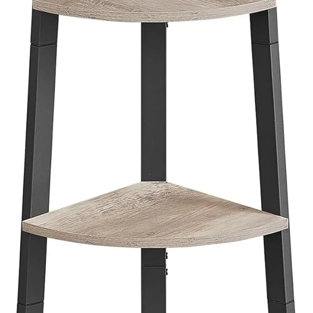 

4-Tier Industrial Style Corner Shelf - Modern Bookcase for Home, Office, Kitchen in Greige and Black
