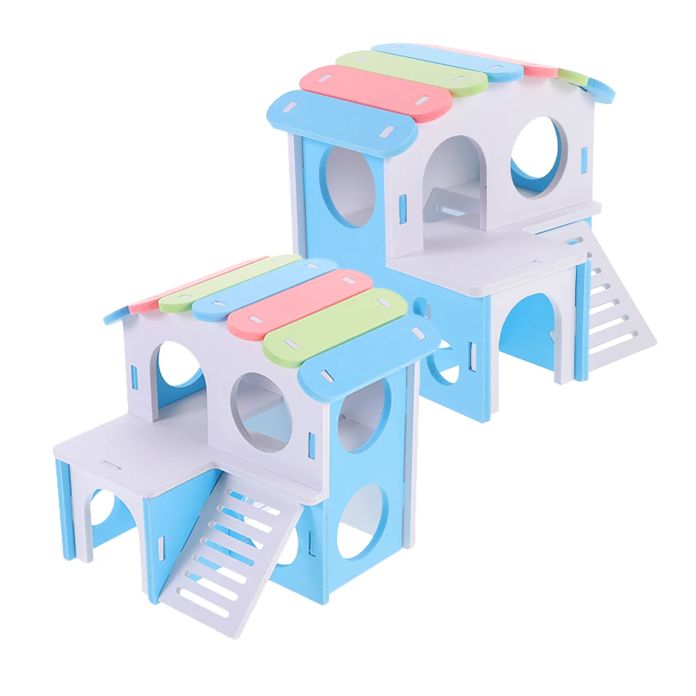

2 Pcs Hamster Double-layer Hide Habitat Accessory Delicate Hideout Pvc Hideouts